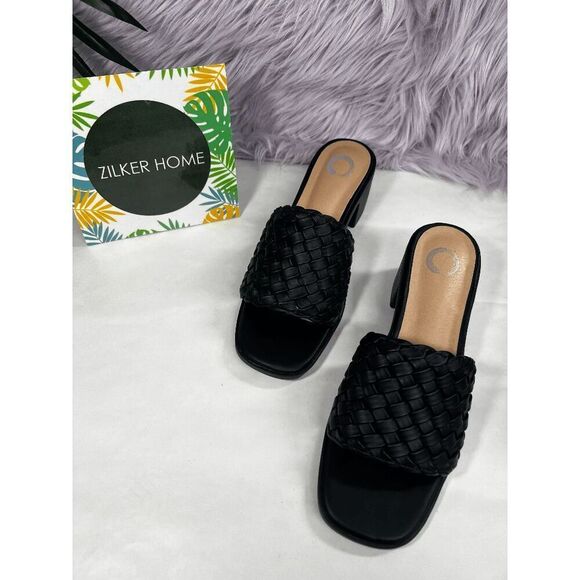 Journee Collection Women's Fylicia Woven Sandals - Black 7.5M - Picture 1 of 8